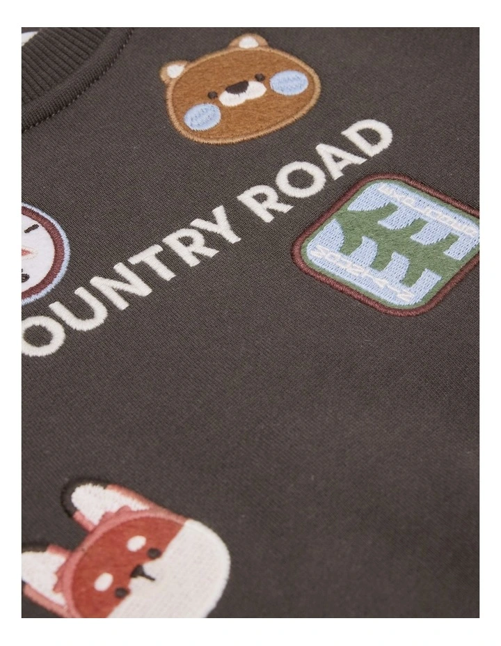 Organically Grown Cotton Woodlands Logo Sweat in Cocoa image 2