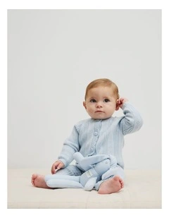 Knit Detail Jumpsuit in Powder Blue