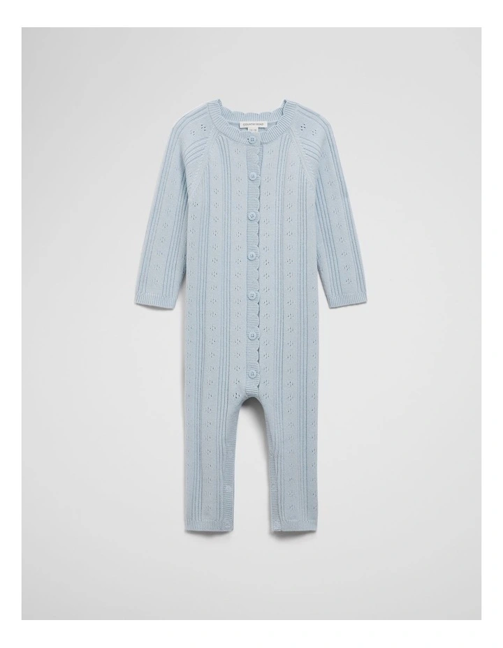 Knit Detail Jumpsuit in Powder Blue image 3