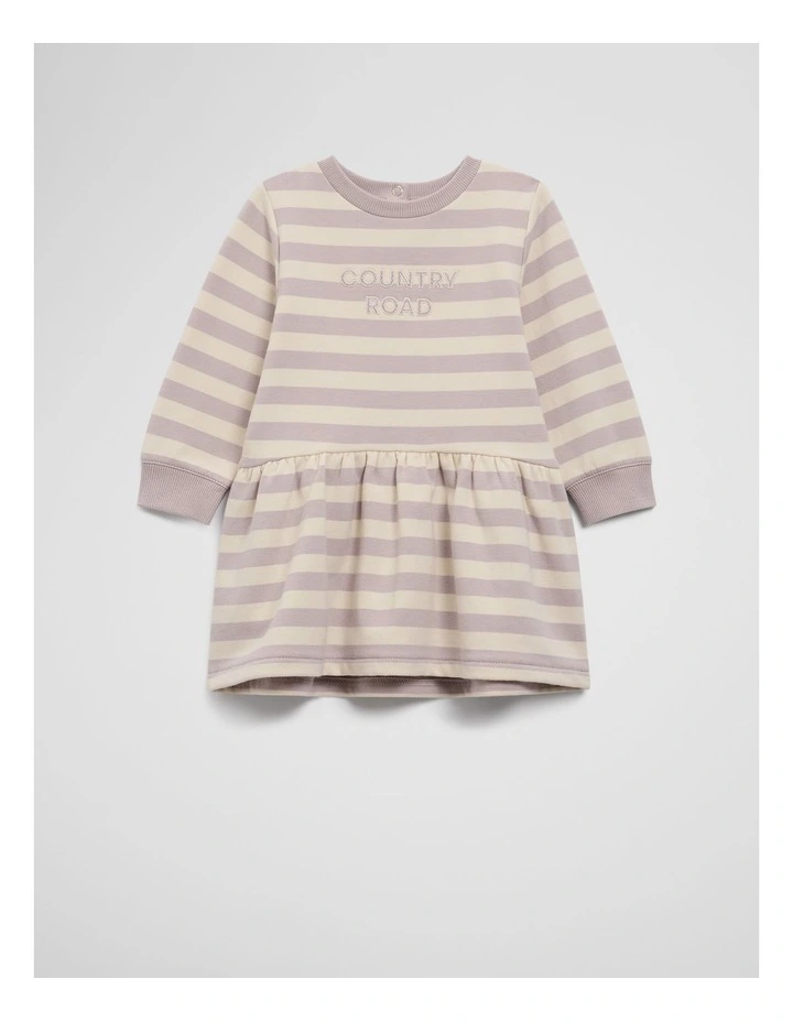 Organically Grown Cotton Stripe Sweat Dress in Rose Stripe image 4