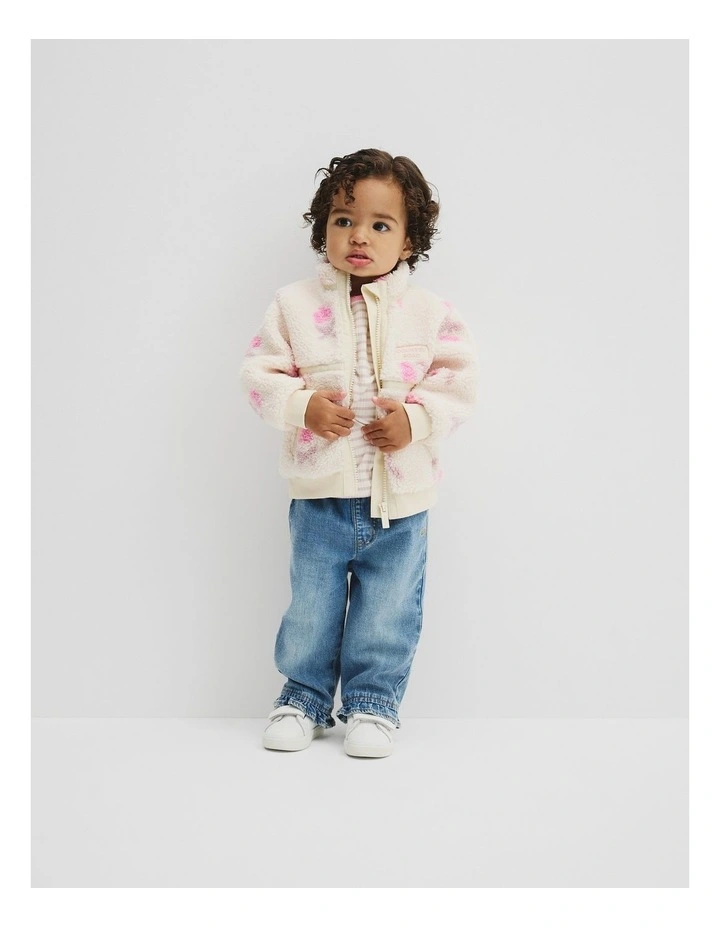 Print Sherpa Zip Through in Soft Floral image 1