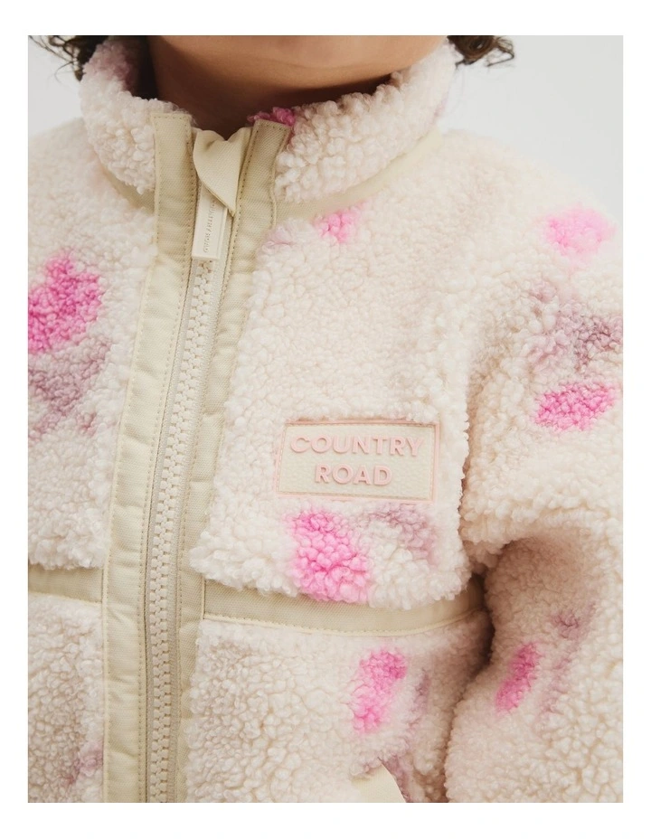 Print Sherpa Zip Through in Soft Floral image 2