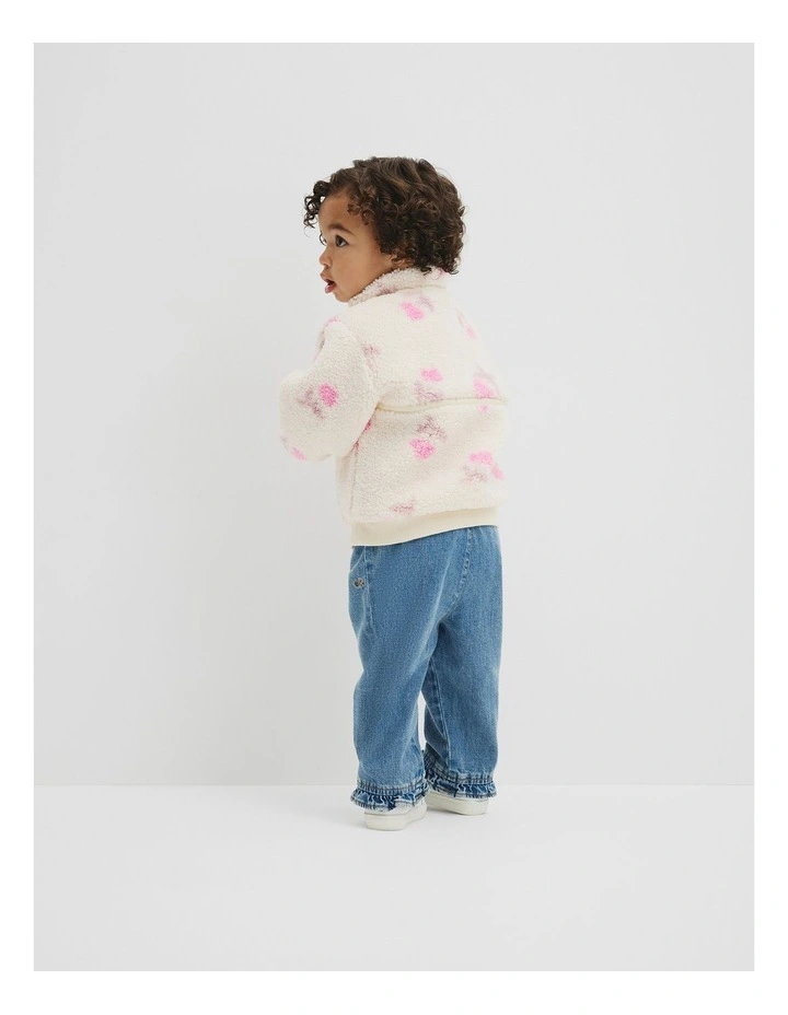 Print Sherpa Zip Through in Soft Floral image 3