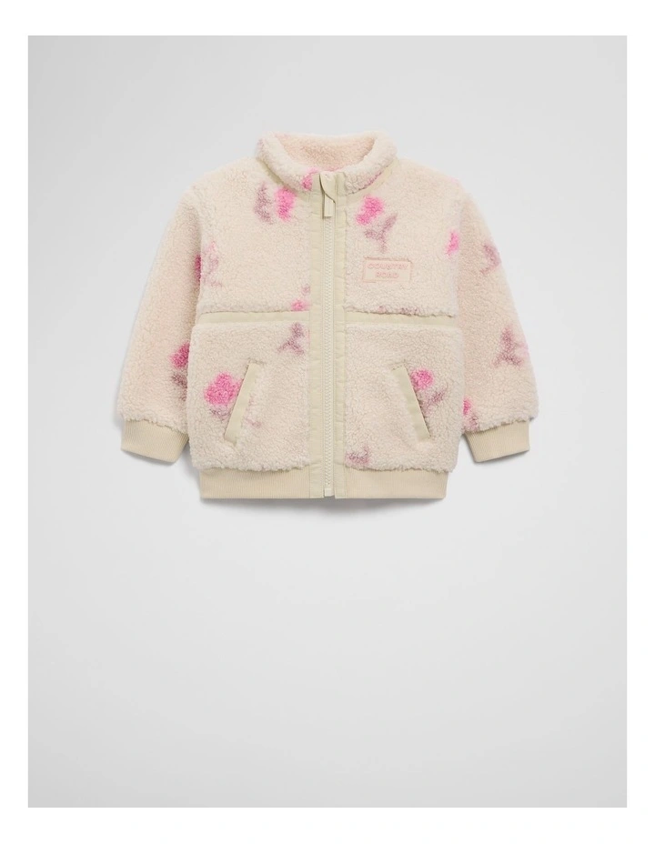 Print Sherpa Zip Through in Soft Floral image 4