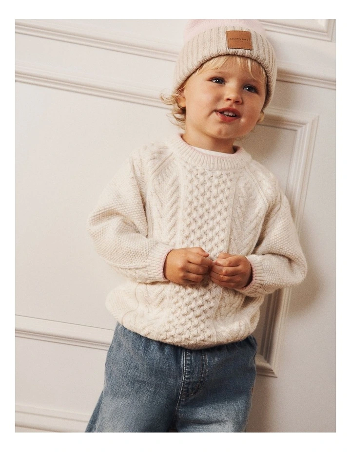 Tipped Cable Knit in Eggshell image 2