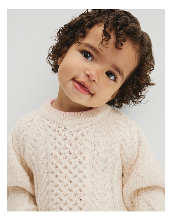 Tipped Cable Knit in Eggshell image 3