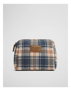 Check Cosmetic Case Bag in Chocolate