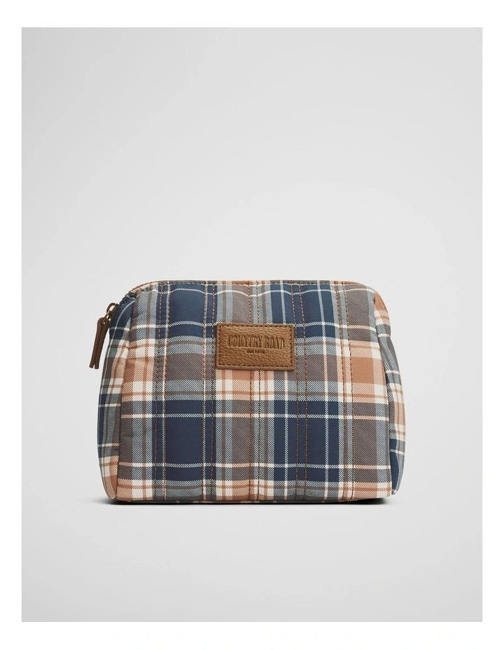 Check Cosmetic Case Bag in Chocolate image 1