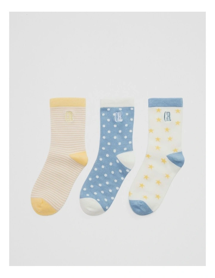Cr Sock Pack Of 3 in Soft Blue image 1