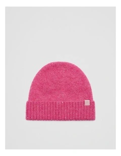 Sequin Fluffy Beanie in Rosewood