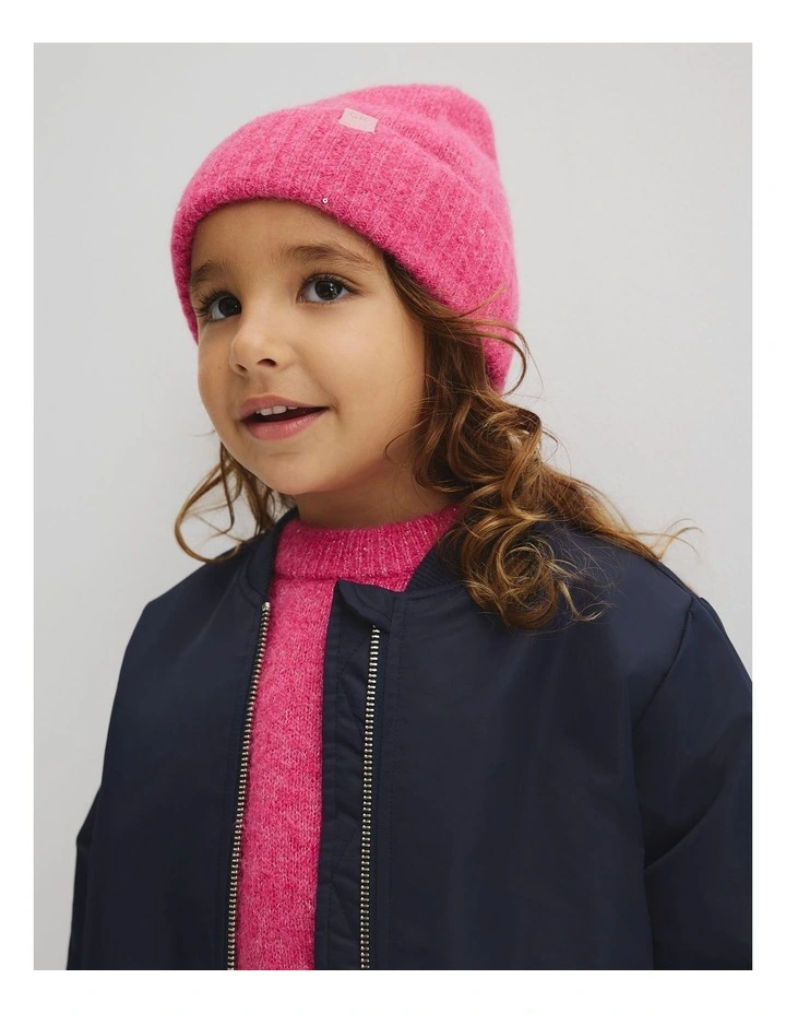 Sequin Fluffy Beanie in Rosewood image 2