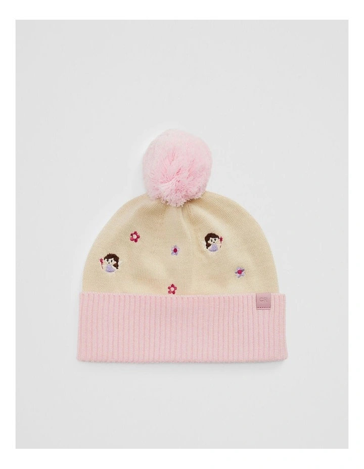 Fairy Embroidered Beanie in Playful Pink image 1