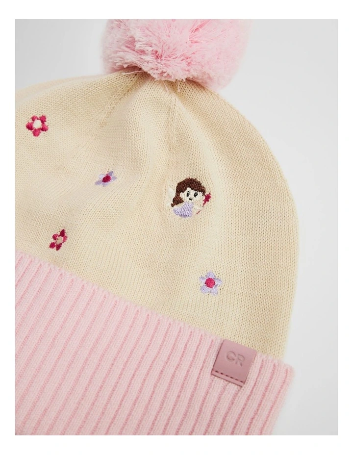 Fairy Embroidered Beanie in Playful Pink image 2