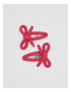 Knit Bow Clip Pack Of 2 in Rosewood