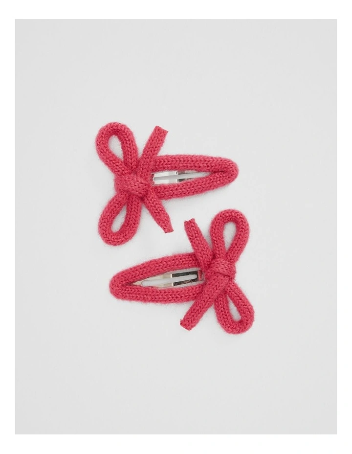 Knit Bow Clip Pack Of 2 in Rosewood image 1