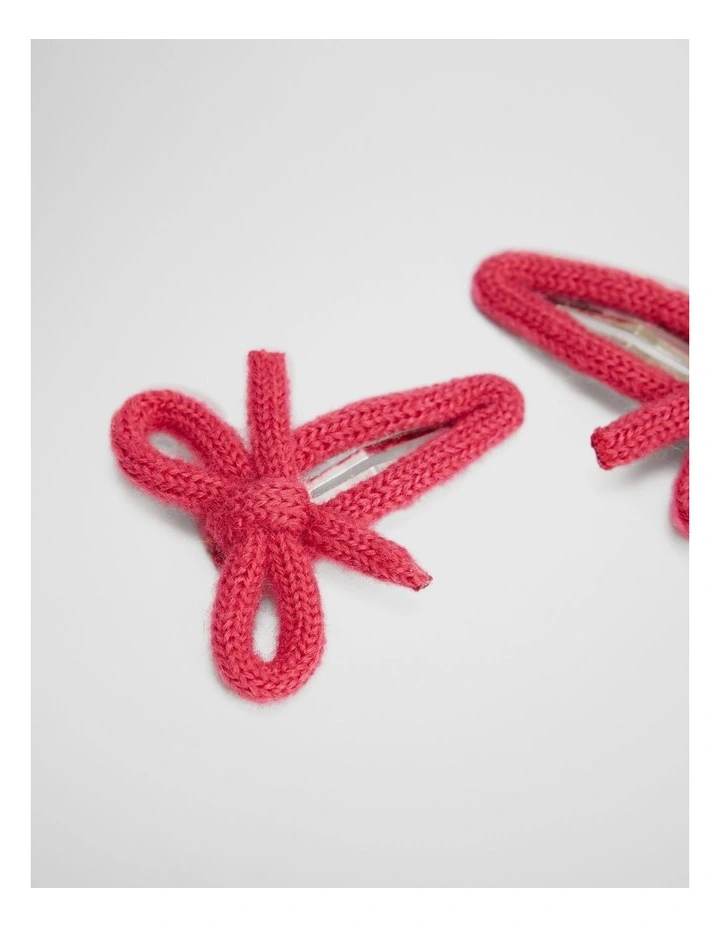 Knit Bow Clip Pack Of 2 in Rosewood image 2