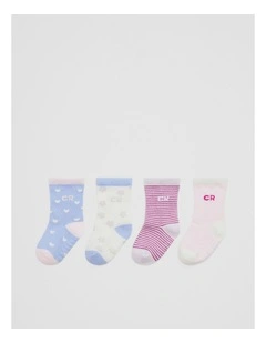 Country Road Baby Sock Pack Of 4 in Pink Multi