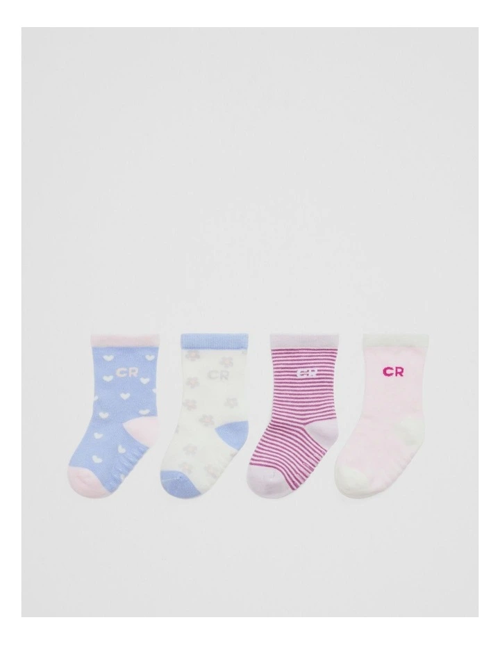 Country Road Baby Sock Pack Of 4 in Pink Multi image 1