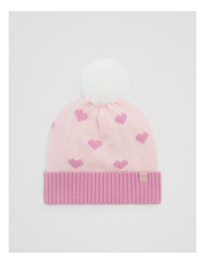 Heart Beanie in Mineral Pink image 1