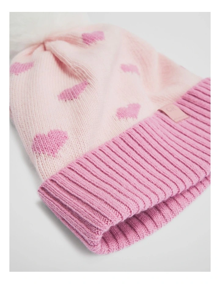 Heart Beanie in Mineral Pink image 2