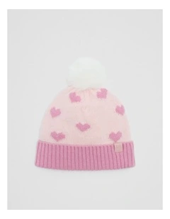 Heart Beanie in Mineral Pink
