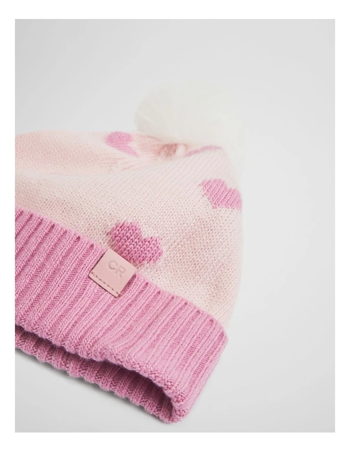 Heart Beanie in Mineral Pink image 2