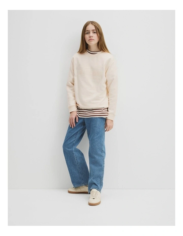 Teen Australian Cotton Relaxed Heritage Sweat in Oyster image 4