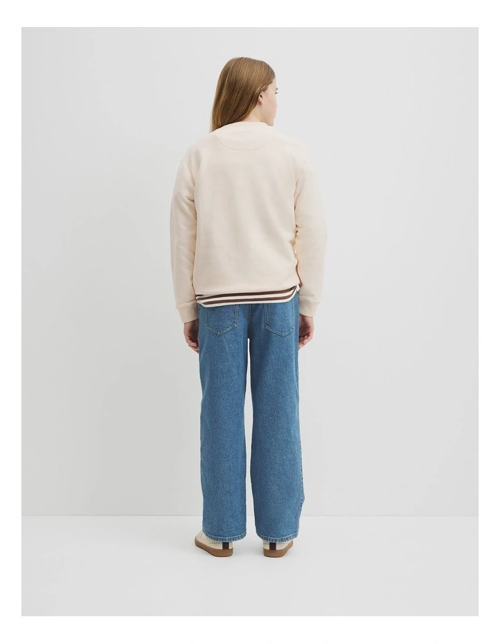Teen Australian Cotton Relaxed Heritage Sweat in Oyster image 5