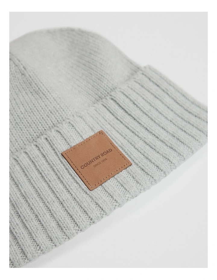 Patch Logo Beanie in Grey Marle image 3