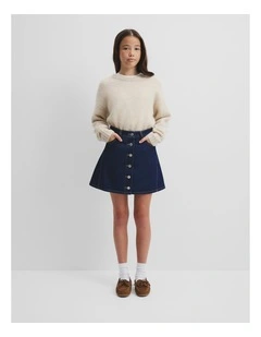 Teen Denim A-line Skirt in Dark Indigo