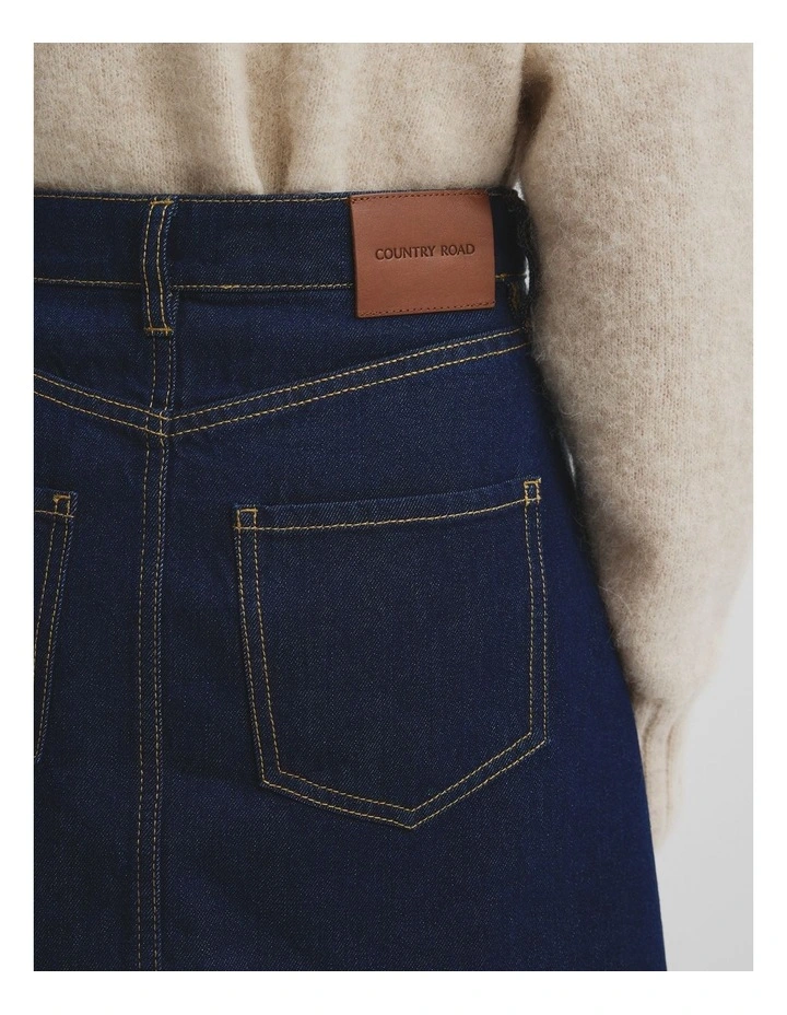 Teen Denim A-line Skirt in Dark Indigo image 3