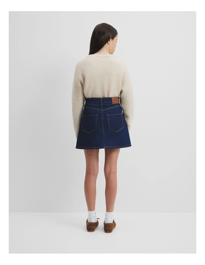 Teen Denim A-line Skirt in Dark Indigo image 4