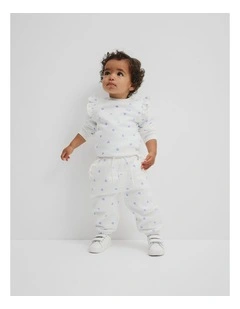 Frill Sweat Pant in Eggshell Heart