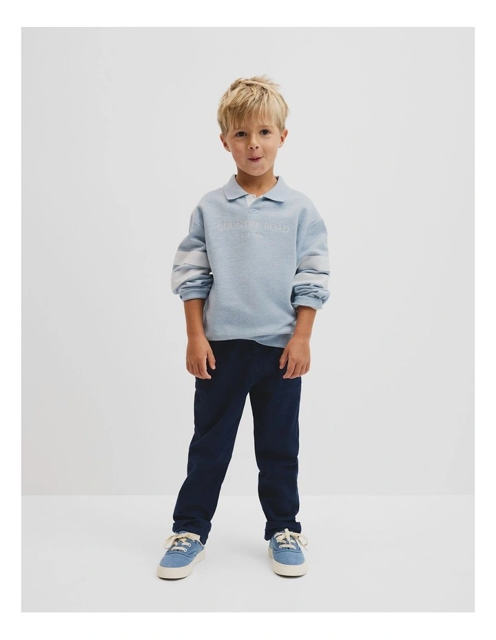 Organically Grown Cotton Collared Sweat in Mid Blue Marle image 2