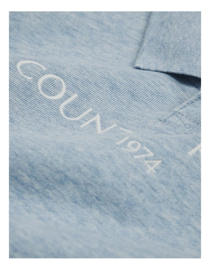 Organically Grown Cotton Collared Sweat in Mid Blue Marle image 5