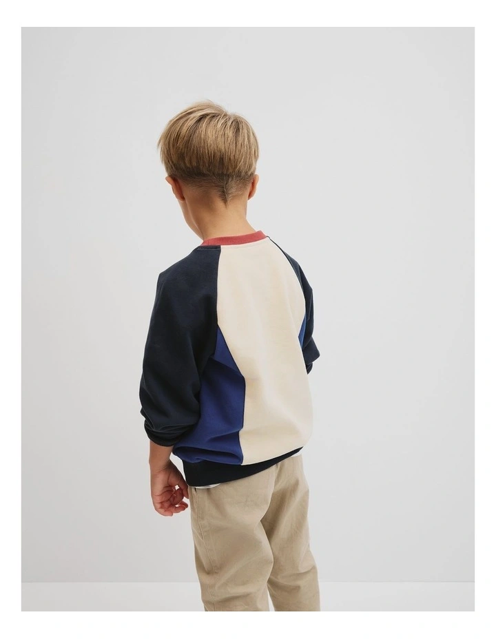 Spliced Logo Oversize Sweat in Navy image 3