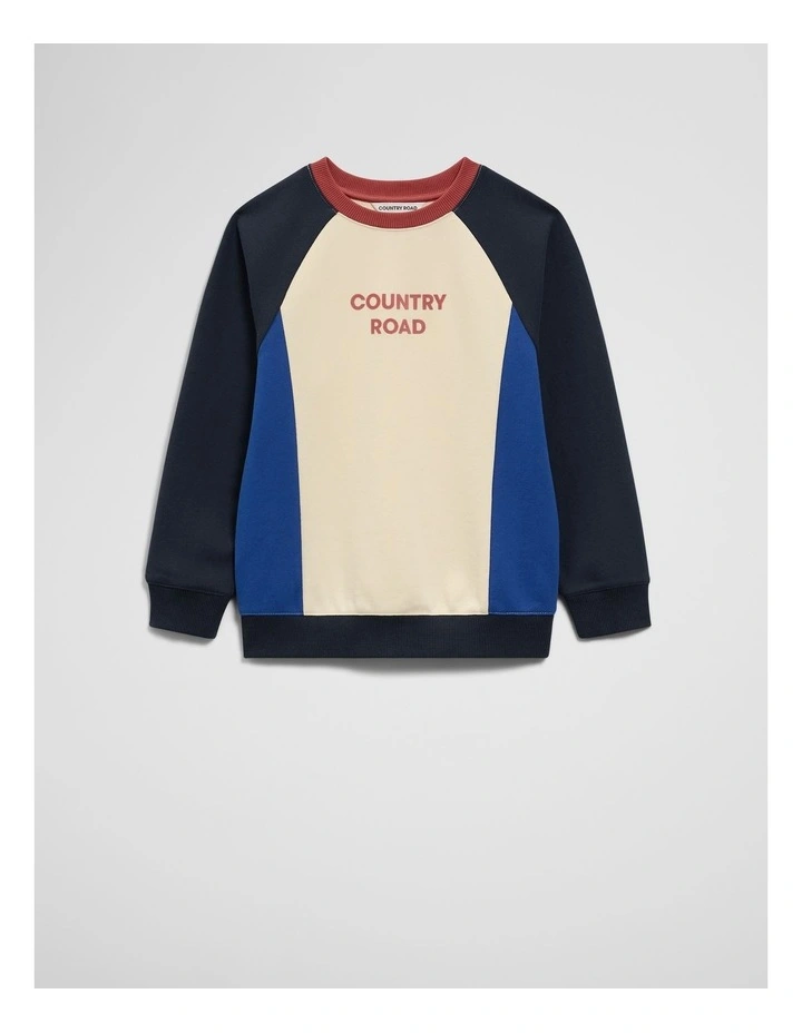 Spliced Logo Oversize Sweat in Navy image 4