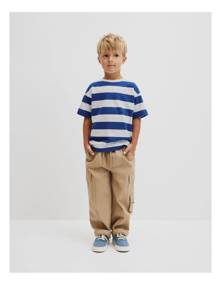 Oversized Stripe Short Sleeve T-shirt in Cobalt Stripe image 2