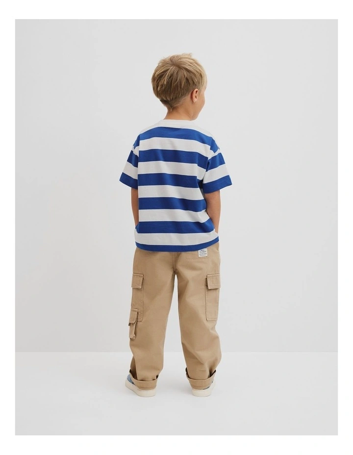 Oversized Stripe Short Sleeve T-shirt in Cobalt Stripe image 3