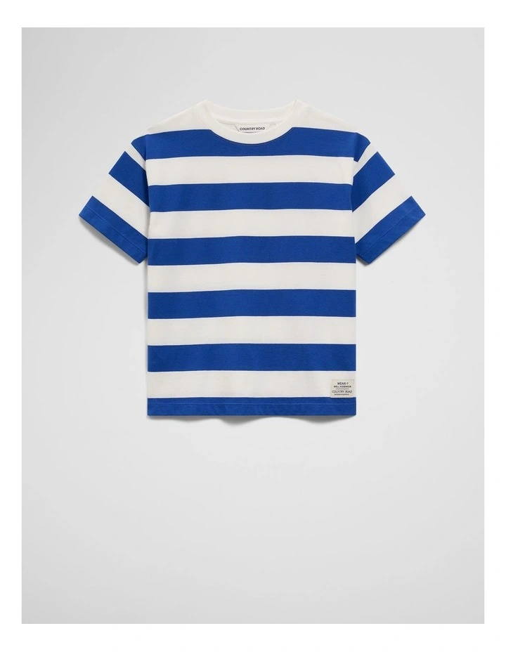 Oversized Stripe Short Sleeve T-shirt in Cobalt Stripe image 4