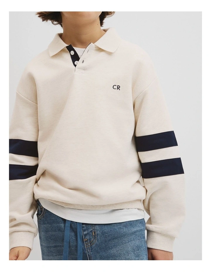 Collared Sweat in Oat Marle image 2