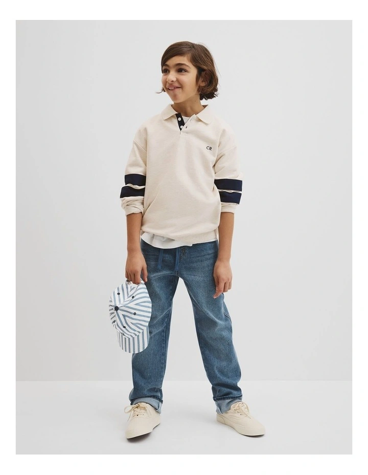 Collared Sweat in Oat Marle image 3