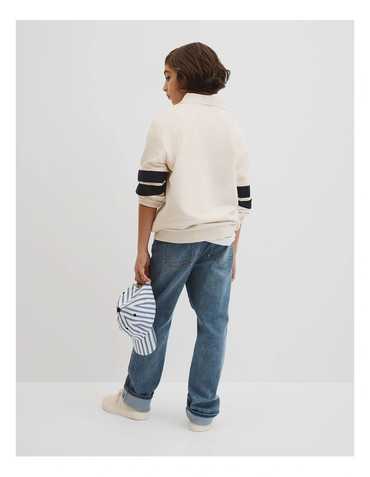 Collared Sweat in Oat Marle image 4