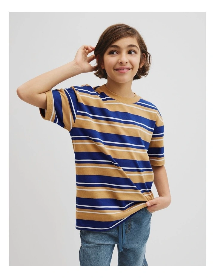 Relaxed Stripe Short Sleeve T-shirt in Cobalt Stripe image 1