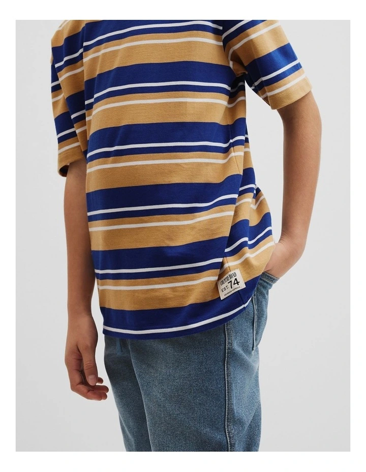 Relaxed Stripe Short Sleeve T-shirt in Cobalt Stripe image 2