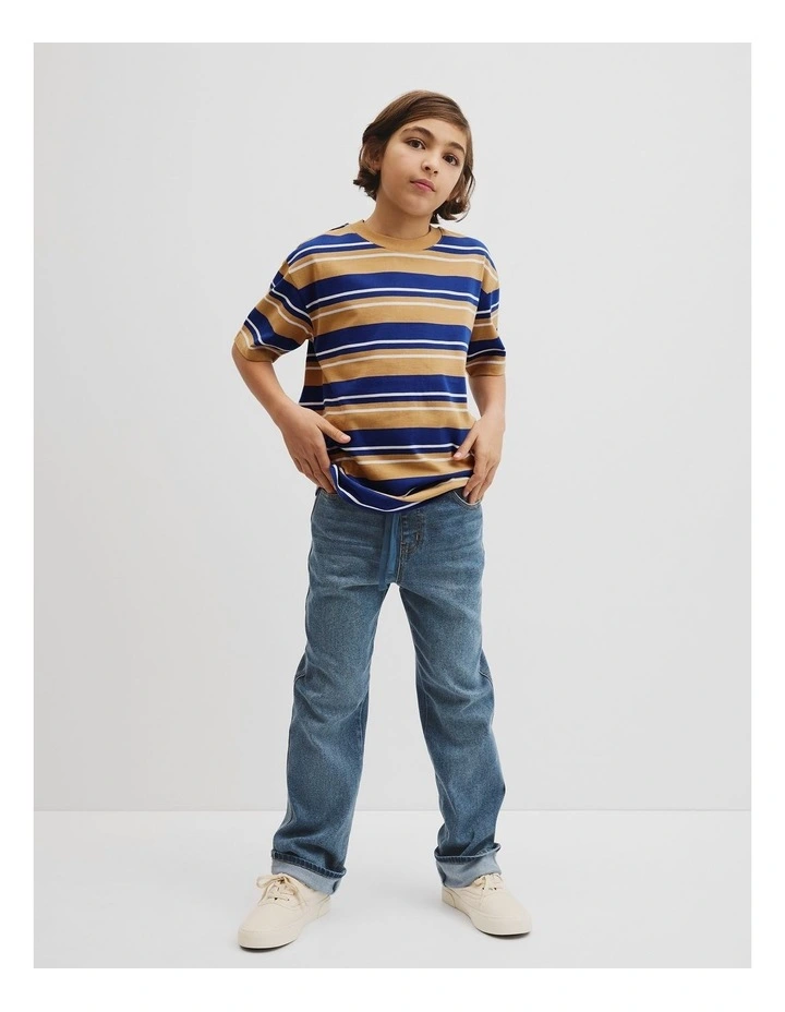 Relaxed Stripe Short Sleeve T-shirt in Cobalt Stripe image 3