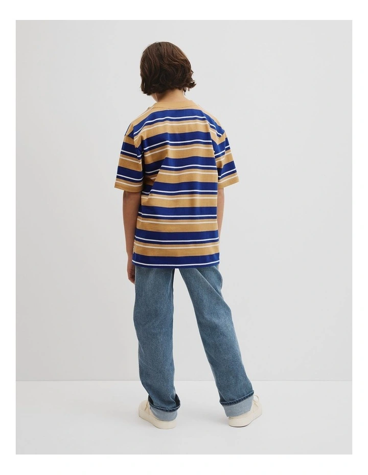Relaxed Stripe Short Sleeve T-shirt in Cobalt Stripe image 4