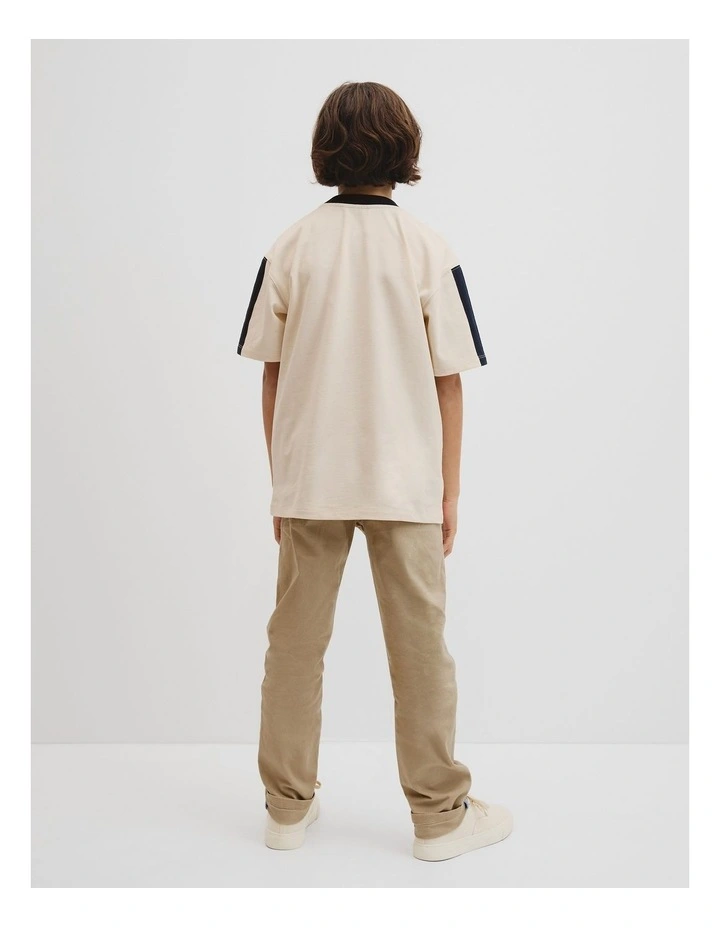Relaxed Stripe Detail T-shirt in Oyster image 4