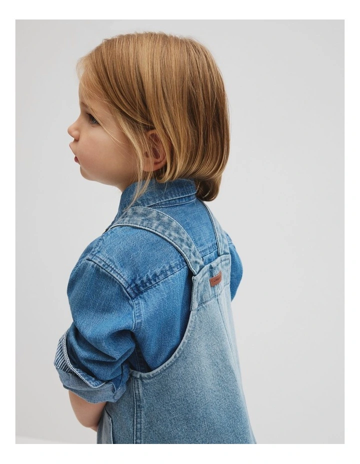Denim Pinafore in Light Blue Wash image 4