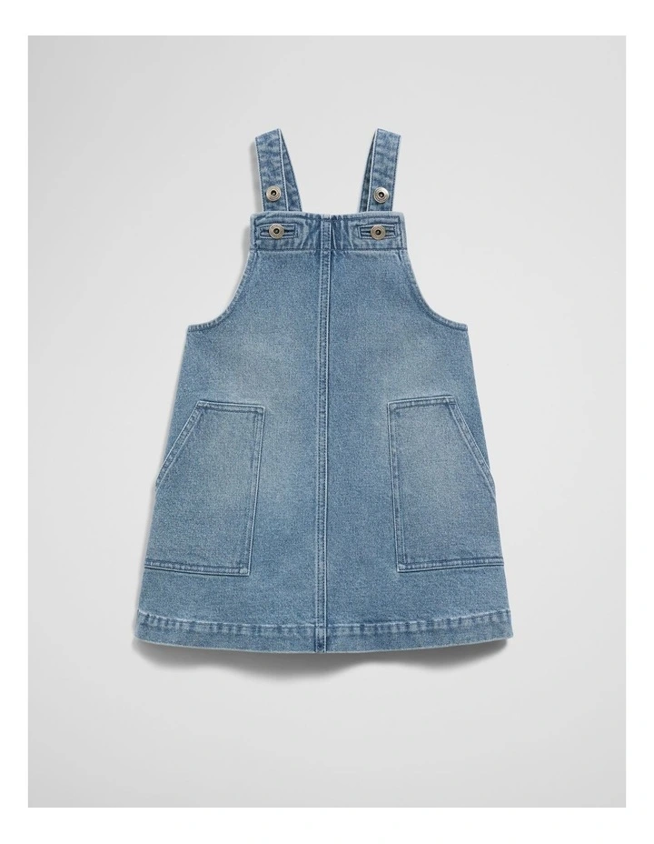 Denim Pinafore in Light Blue Wash image 5